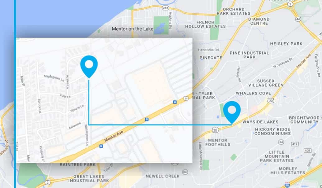 Map Showing The Location Of Our Dental Office In Mentor, OH